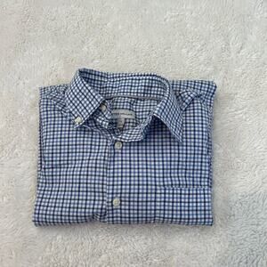 Peter Millar Mens Sz S Blue Check Button Up Preppy Office Country Club Designer